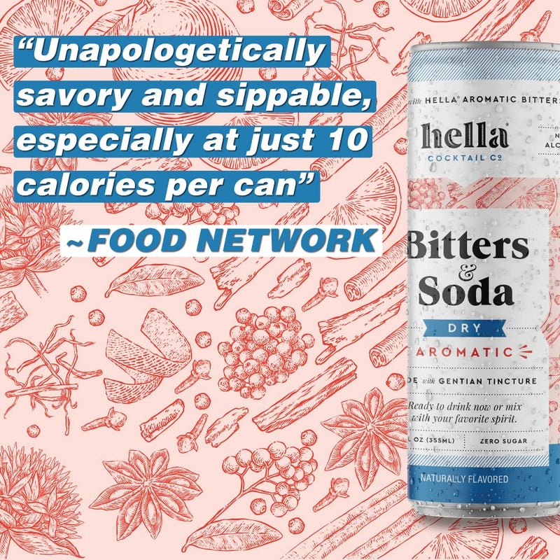 Hella Cocktail Co. Classic Dry Aromatic Bitters & Soda - 12oz Cans (Pack of 4) - Ready to Drink or Use as Cocktail Mixer - Zero Sugar, All Natural Ingredients, Made with Gentian Tincture - Image 3