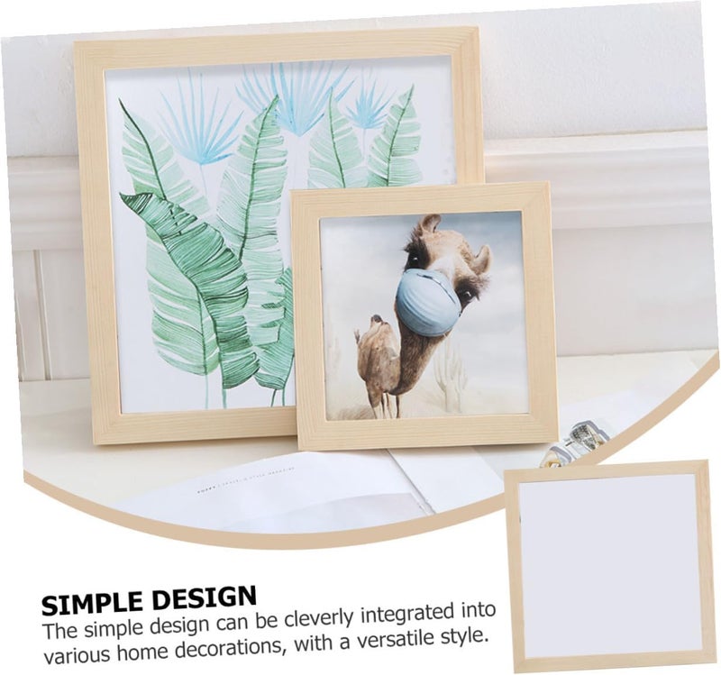 Square Wooden Photo Frame Creative Desktop Picture Holder for Family Photos Natural Wood Craft Display for Graduation Travel and Party Memories - Image 3