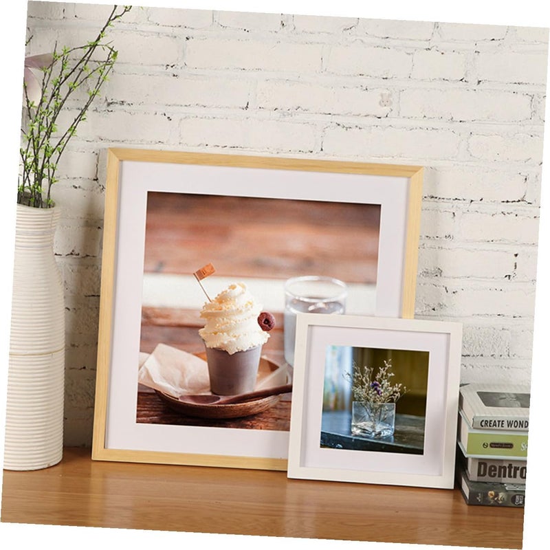 Square Wooden Photo Frame Creative Desktop Picture Holder for Family Photos Natural Wood Craft Display for Graduation Travel and Party Memories - Image 5