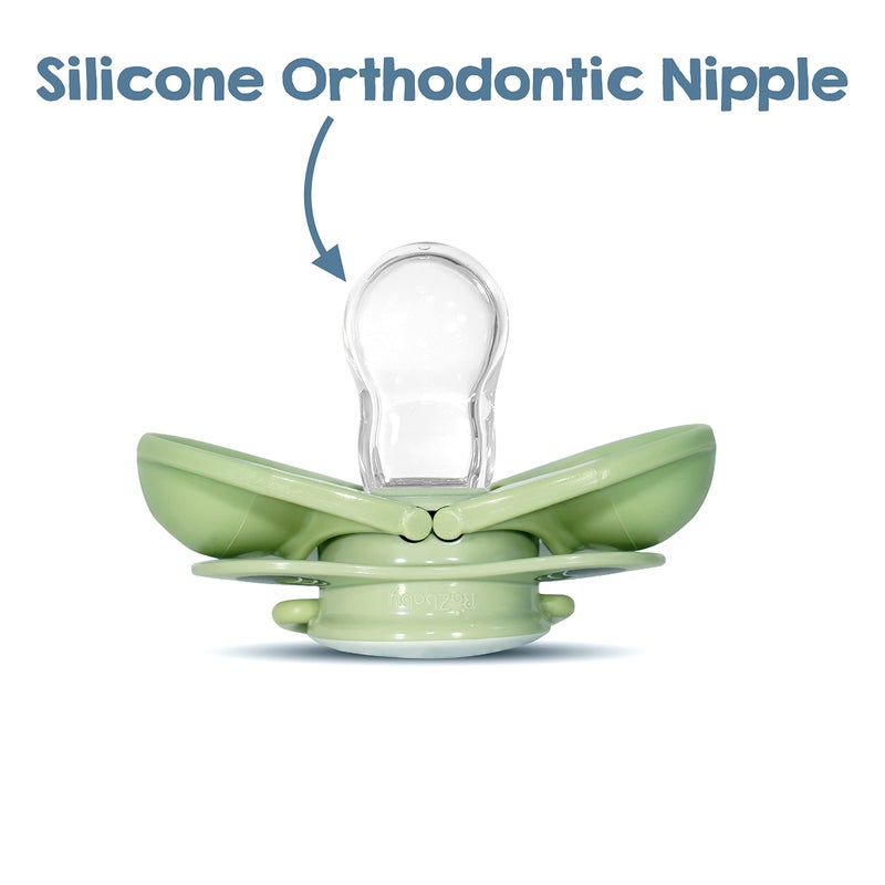 RaZbaby Keep-it-kleen Baby Pacifier (2PK) | 0-36m | Closes When Dropped, Nipple Stays Clean | Silicone Orthodontic Nipple (Monkey/Elephant) - Image 5