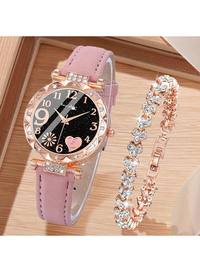 Women's Water-Resistant Leather Analog Watch Set - Classic Stylish Design for Business & Casual Wear - Elegant Ladies Wristwatch Gift for Her - Image 1