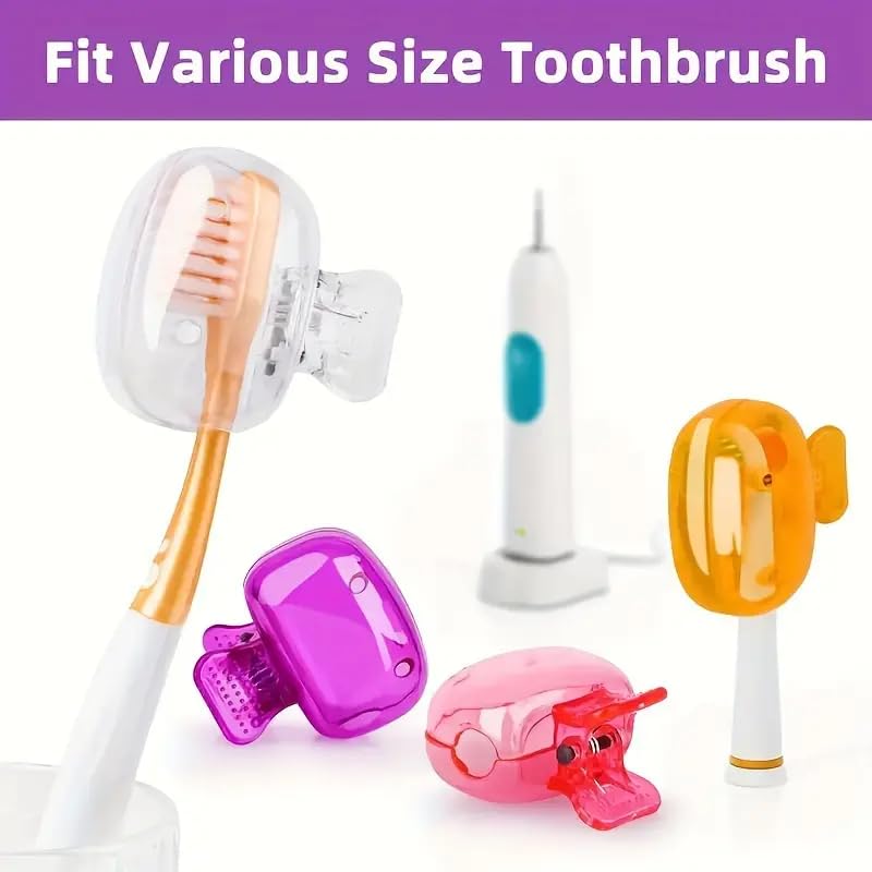 PICKSTOCK Travel Toothbrush Head Covers Pack of 10, Toothbrush Protector Cap, Toothbrush Guard Cap Brush Pod Case, Protective Portable Plastic Clip for Household Travel, Bathroom, School, Camping - Image 5