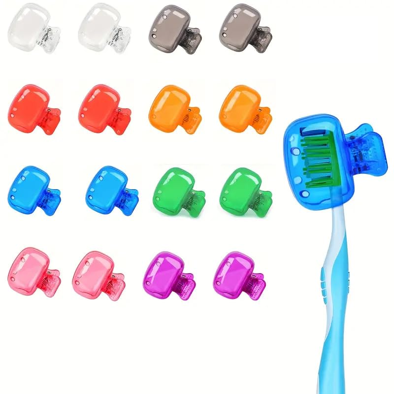 PICKSTOCK Travel Toothbrush Head Covers Pack of 10, Toothbrush Protector Cap, Toothbrush Guard Cap Brush Pod Case, Protective Portable Plastic Clip for Household Travel, Bathroom, School, Camping - Image 1
