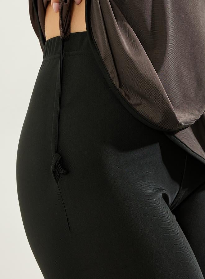 Styli Pack of 3 - Solid Zip-Up Contrast Edge Wrap Tunic with Cap and Leggings Burkini Set - Image 5