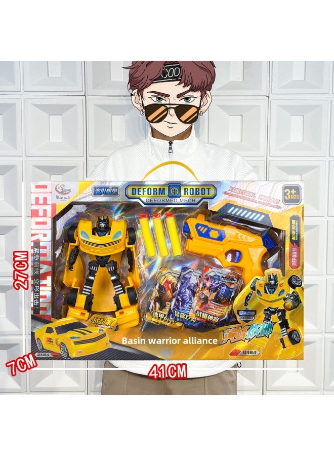 Children's Boy Deformation Toy King Kong Mecha Wasp Optimus God Of War Robot Kindergarten Institution Enrollment Gift-Color:Basalt Warrior Alliance (yellow And Blue Colors Random) 6001 - Image 1