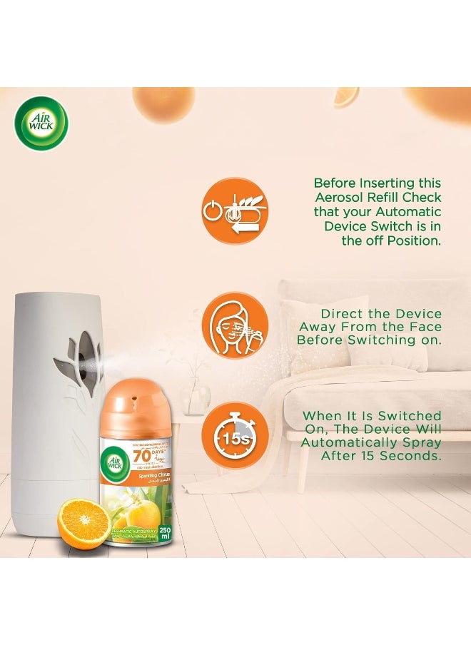 Air Wick - Air Wick Freshmatic Autospray Refill, Sparkling Citrus Fragrance, Eliminates Bad Odour like Cat Litter Smell, 250 ml (Pack of 2) - Image 1