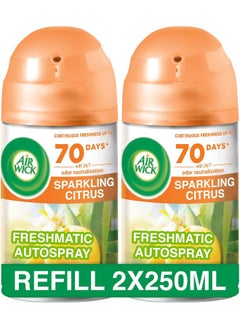 Air Wick Freshmatic Autospray Refill, Sparkling Citrus Fragrance, Eliminates Bad Odour like Cat Litter Smell, 250 ml (Pack of 2)