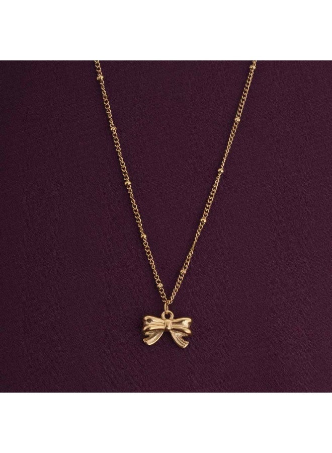 PALMONAS 18k Gold Tone Plated Ribbon Pendant Necklace
 for Women - Image 3