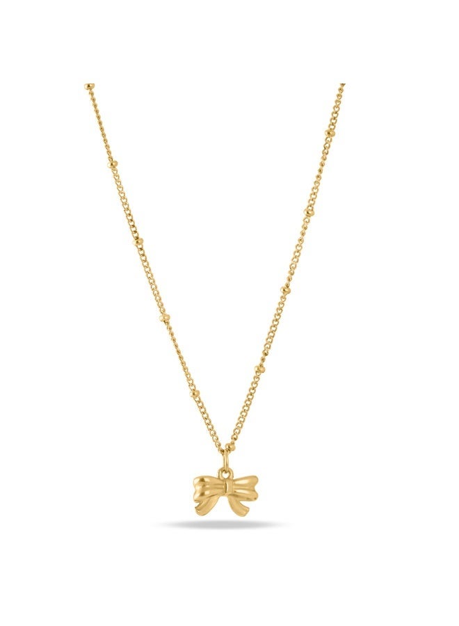 PALMONAS 18k Gold Tone Plated Ribbon Pendant Necklace
 for Women - Image 1