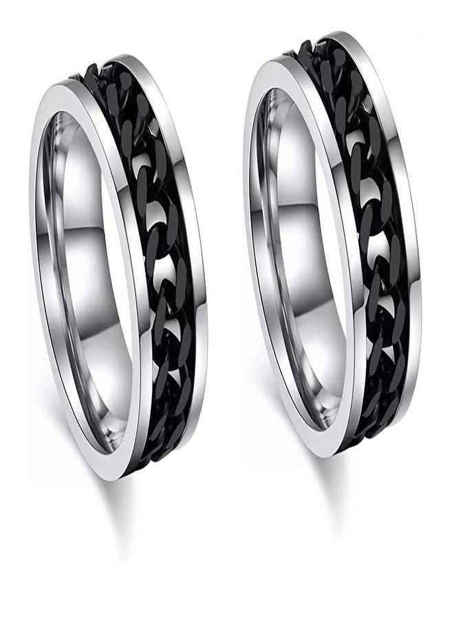 IGA COLLECTION Valentine Stylish Fashionable Latest Combo Silver Dude Chain Ring (21) - Image 1