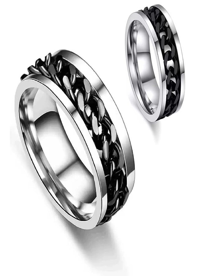 IGA COLLECTION Valentine Stylish Fashionable Latest Combo Silver Dude Chain Ring (21) - Image 4