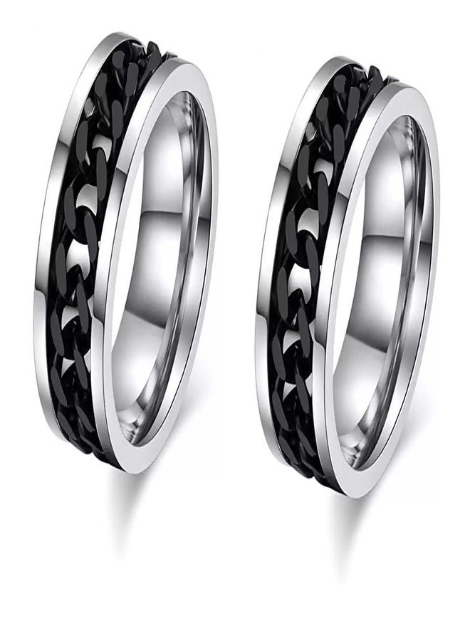 IGA COLLECTION Valentine Stylish Fashionable Latest Combo Silver Dude Chain Ring (21) - Image 3