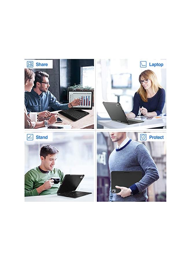 Procases حافظة لوحة مفاتيح لجهاز ايباد اير 5th 2022/ اير 4th10.9" 2020/ ايباد برو 11" 2022 2021 2020 2018، لوحة مفاتيح لاسلكية مع إضاءة خلفية بـ 7 ألوان، غطاء حماية يدور 360 درجة، وضع السكون/الاستيقاظ التلقائي - أسود - Image 5