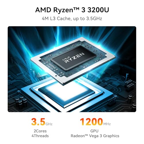 Beelink SER3 Mini PC, AMD Ryzen 3 3200U(14nm, 2C/4T) up to 3.5GHz, Mini Gaming Computer 16GB DDR4 RAM 500GB PCIE3.0 X4 SSD, Micro PC 4K@60Hz Dual Display, Mini Computer WiFi6/BT5.2/HTPC/W-11 Pro - Image 3