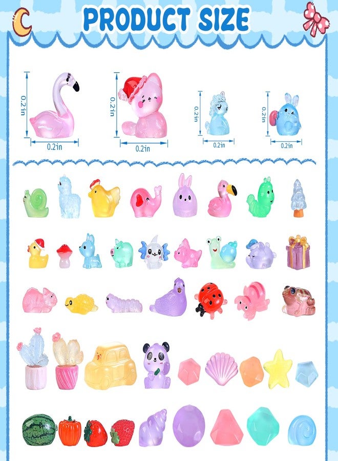 EKisemio 130pcs Luminous Mini Resin Animals Figures to Hide Miniature Figurines Glow in The Dark for Miniature Fairy Garden Accessories Micro Landscape Aquarium Ornaments Kit Dollhouse Decor Crafts - Image 2