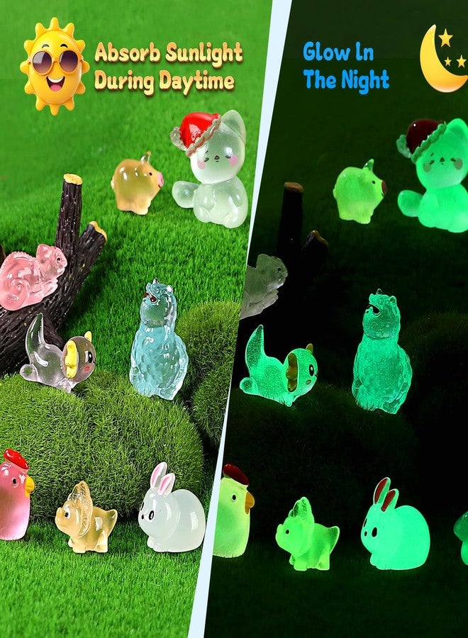 EKisemio 130pcs Luminous Mini Resin Animals Figures to Hide Miniature Figurines Glow in The Dark for Miniature Fairy Garden Accessories Micro Landscape Aquarium Ornaments Kit Dollhouse Decor Crafts - Image 3