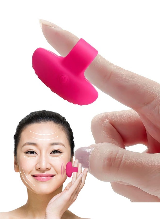 rocooart Pocket Mini Ring Facial and Eye Massage Ball USB Rechargeable Fingertip Massager Rose Red Face Massager Facial Muscle Tightening Anti Aging Relief Eyes Dark Circles Eye Puffiness Fatigue - Image 1
