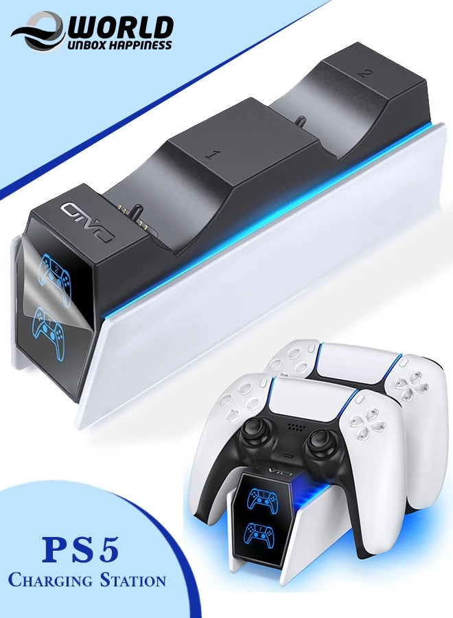 Eworld PS5 Fast Charging Station, 2H Dual Sense Controller Charger for PlayStation 5, Upgraded Dock with USB & Type-C Cables, LED Indicators, and Energy-Saving Design - Image 1