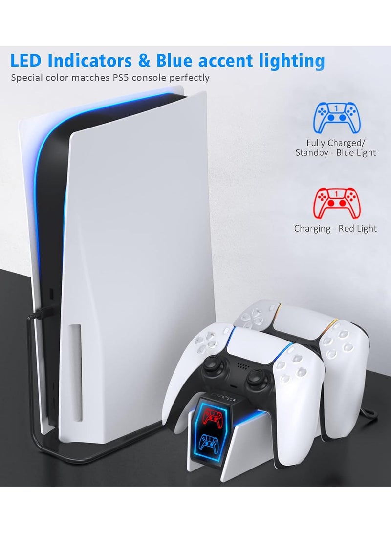 Eworld PS5 Fast Charging Station, 2H Dual Sense Controller Charger for PlayStation 5, Upgraded Dock with USB & Type-C Cables, LED Indicators, and Energy-Saving Design - Image 2