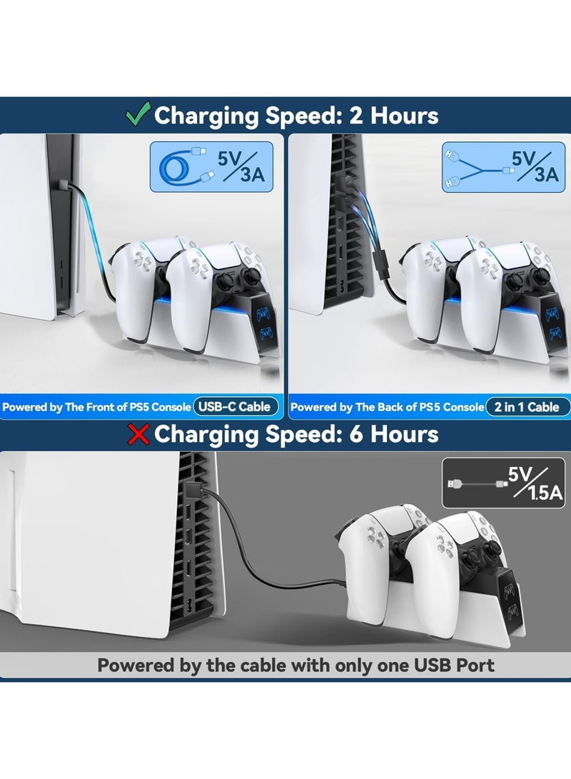 Eworld PS5 Fast Charging Station, 2H Dual Sense Controller Charger for PlayStation 5, Upgraded Dock with USB & Type-C Cables, LED Indicators, and Energy-Saving Design - Image 3