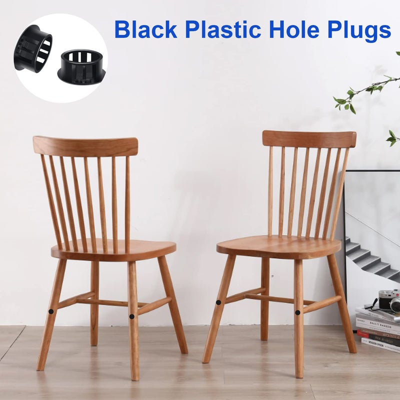 Tnisesm 135Pcs 8 Sizes Nylon Plastic Hole Plugs Black 1/4" 5/16" 3/8" 1/2" 5/8" 3/4" 7/8" 1" Round Drill Hole, Furniture Cabinet Insert End Caps Industrial Hardware Biscuits & Plugs - Image 4
