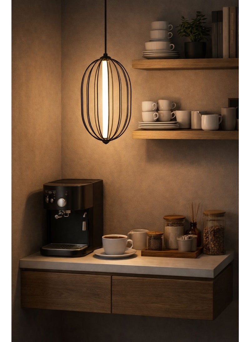Elegant Black Metal Pendant Light with Triple Illumination, 43 cm Height and 24 cm Width for Modern Warm Spaces - Image 5