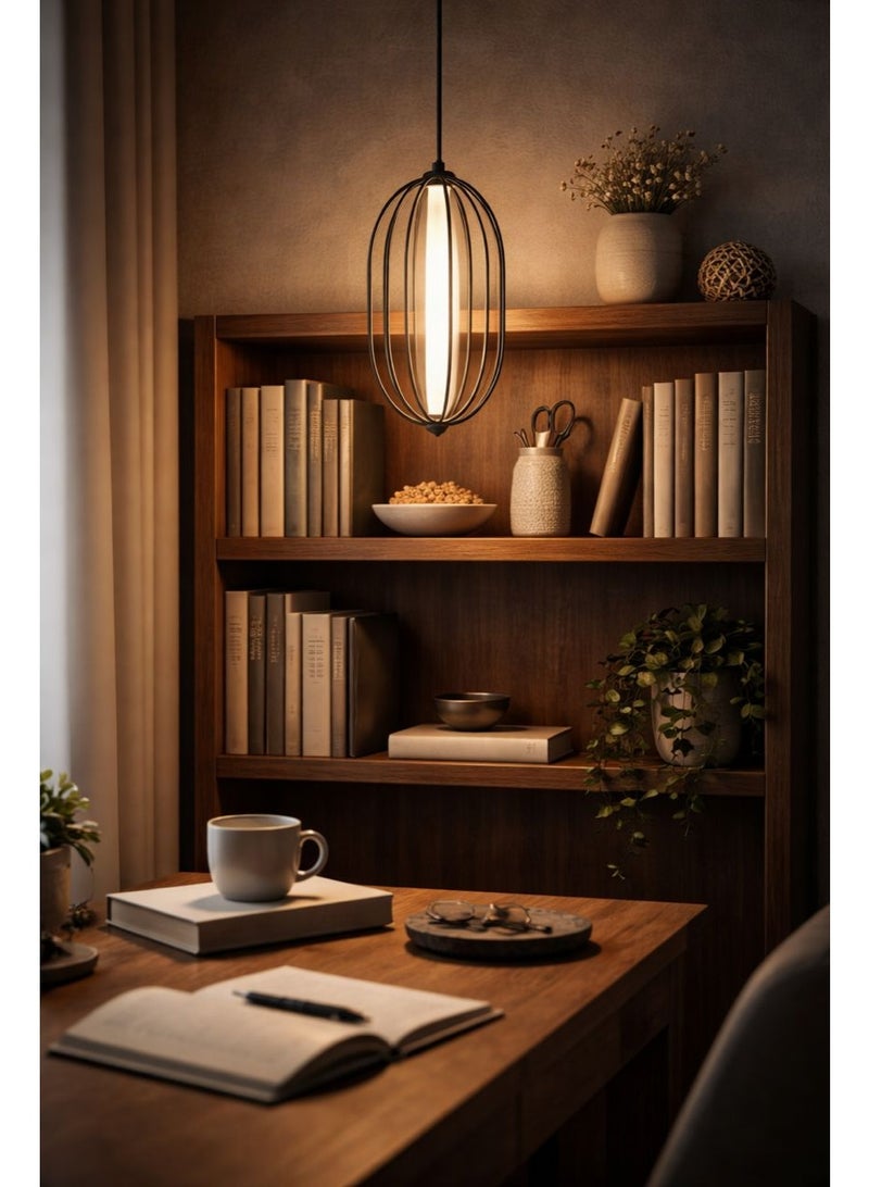 Elegant Black Metal Pendant Light with Triple Illumination, 43 cm Height and 24 cm Width for Modern Warm Spaces - Image 4