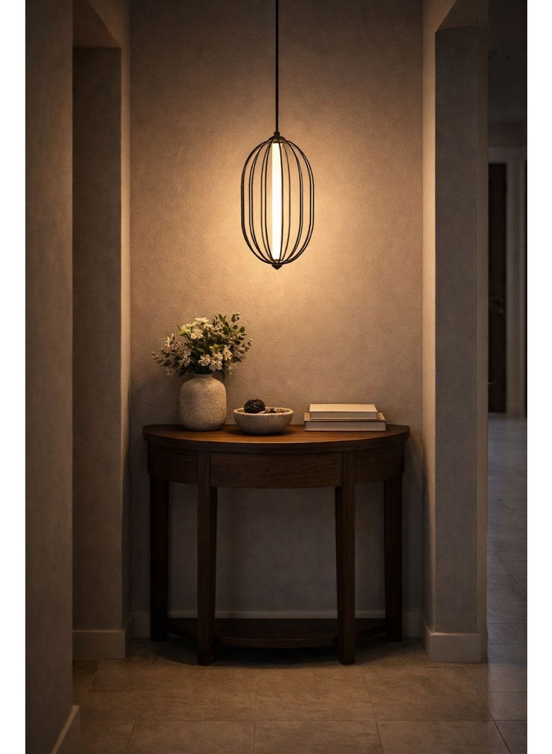 Elegant Black Metal Pendant Light with Triple Illumination, 43 cm Height and 24 cm Width for Modern Warm Spaces - Image 3