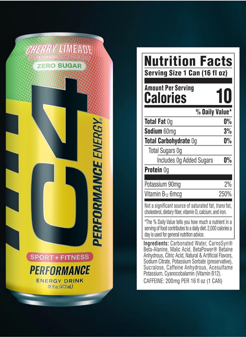 C4 C4 Original Energy Drink Cherry Limeade Flavor - sugar free, artificial colors free, artificial dyes free 