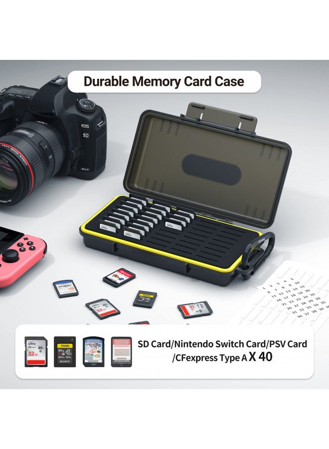 Kiorafoto 40 Slots Durable Memory Card Case Holder Organizer Keeper Water-Resistant Protector for SD SDHC SDXC Cfexpress Type A Camera Memory Card for Sony PSV PS Vita for Nintendo Switch Game Cards Storage  - Image 2