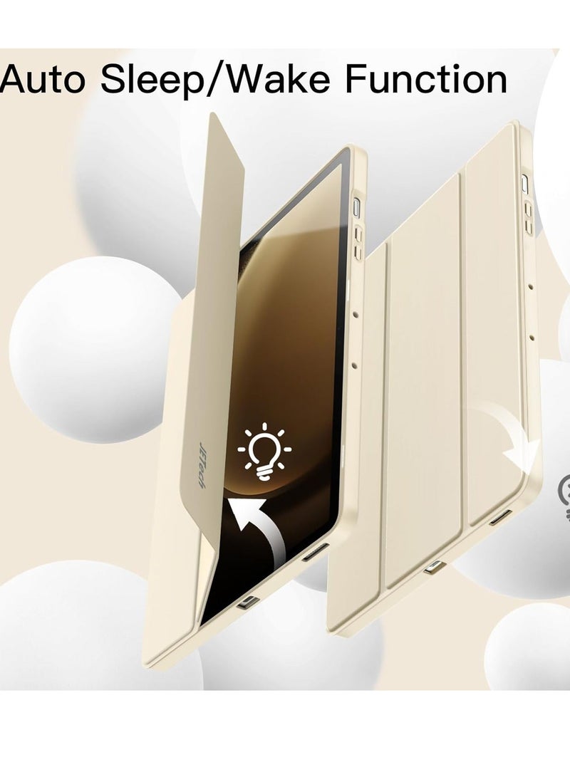 Raxoom Case for Samsung Galaxy Tab S9 FE+ / S9 FE Plus 12.4-Inch â€“ Soft TPU Tri-Fold Stand Protective Cover with S Pen Holder, Auto Wake/Sleep, S Pen Charging Support (Beige) - Image 5