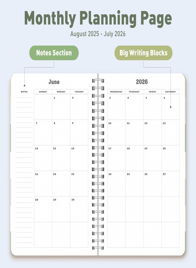 Sweetzer & Orange Academic Planner 2025-2026 - Student Planner for August 2025 to July 2026 - Weekly & Monthly Layout - Sturdy Cover & Stickers - Checkered Green Design - 5.5” x 8.5” - Image 5