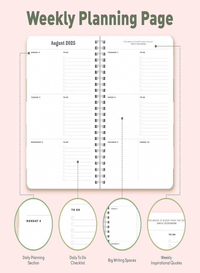 Sweetzer & Orange Academic Planner 2025-2026 - Student Planner for August 2025 to July 2026 - Weekly & Monthly Layout - Sturdy Cover & Stickers - Checkered Green Design - 5.5” x 8.5” - Image 4