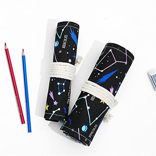 DIYOMR 24/36/72 Slots Pencil Wrap Pencil Rolls, Artist Colored Pencils Roll Up Bag Short Brushes Pouch Case Pencils Organizer for Drawing Coloring and Sketching (Constellation, 72slots) - Image 5