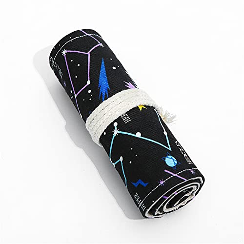 DIYOMR 24/36/72 Slots Pencil Wrap Pencil Rolls, Artist Colored Pencils Roll Up Bag Short Brushes Pouch Case Pencils Organizer for Drawing Coloring and Sketching (Constellation, 72slots) - Image 4
