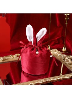 Generic New wedding Velvet Candy Bag rabbit ears gift box bag creative wedding candy box ins style hand bagWine Red + Pearl Wine Red + Pearl 
