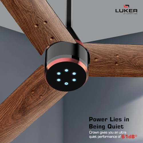 LUKER JVLuker USA Crown Wood 1200mm BLDC Ceiling Fans with Remote, BEE 5 star Rated Energy Saving Ceiling Fan for Living Room, High Air Delivery with LED Indicators, Black-Rosewood-Black Copper - Image 3