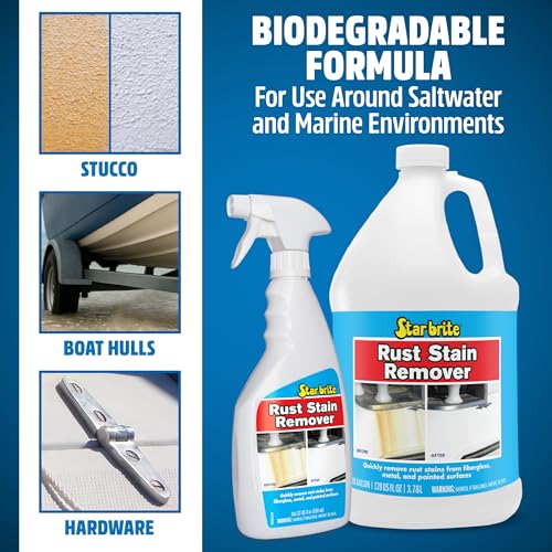 Star Brite ستار برايت مزيل بقع الصدأ تنظيف سهل للبقع الناتجة عن التآكل على الألياف الزجاجية والفينيل والمعادن والأسطح المطلية 128 أونصة 1 جالون - Image 3