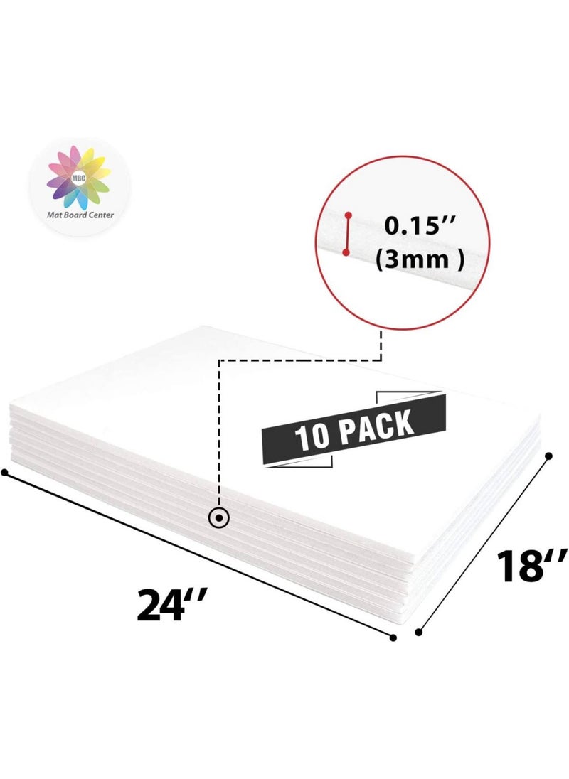 Mat Board Center Pack of 10 1 8 White Foam Core Backing Boards 18x24 White