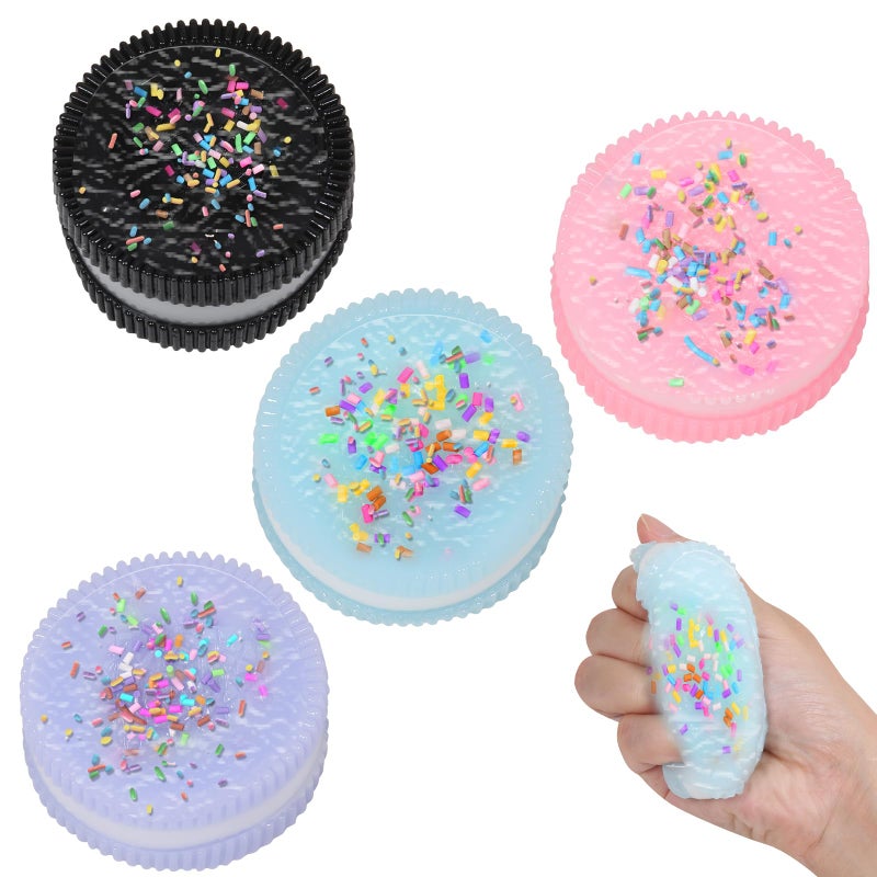FauKait 4pcs Handmade Soft Cookie Squishy Silicone Stress Relief Squishy Toy Pink Cookie Dessert Kawaii Squishies PVC New 5523BGoy Stress Relieving Fur Ball OPP Packaging Gifts 4pcs - Image 3