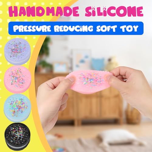 FauKait 4pcs Handmade Soft Cookie Squishy Silicone Stress Relief Squishy Toy Pink Cookie Dessert Kawaii Squishies PVC New 5523BGoy Stress Relieving Fur Ball OPP Packaging Gifts 4pcs - Image 5