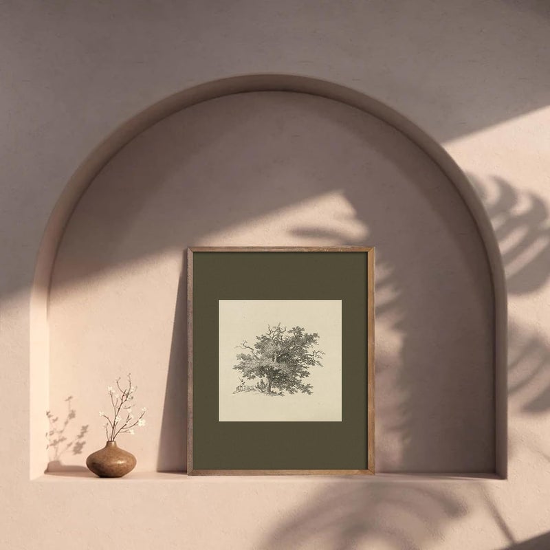 Kizbok Vintage Wall Art Prints, Farmhouse Tree Sketch Landscape Painting Prints for Wall Decor, Antique Whimsical Woodland Scene Nature Forest Art Pictures for Bedroom, Rustic Neutral Vintage Siege Green Artwork Poster for Bathroom Bedroom Gallery Home(8" x 10"-UNFRAMED) - Image 4