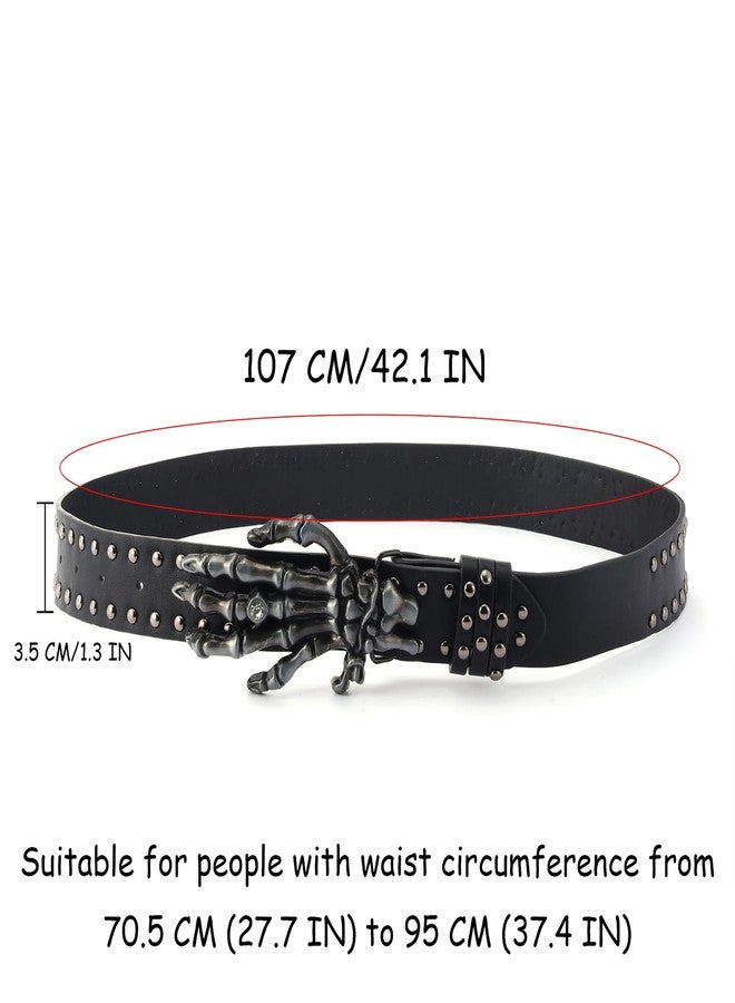 MILAKOO Unisex Gothic Punk Belt with Metal Skull Buckle Edgy Waist Chain PU Leather Waistband for Jeans Grunge Style - Image 4