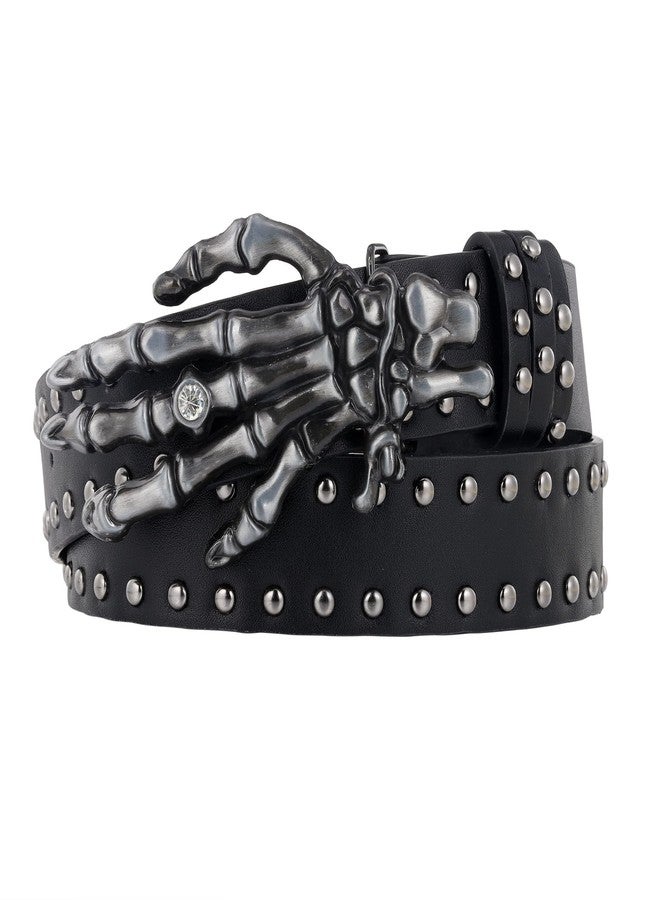 MILAKOO Unisex Gothic Punk Belt with Metal Skull Buckle Edgy Waist Chain PU Leather Waistband for Jeans Grunge Style - Image 1