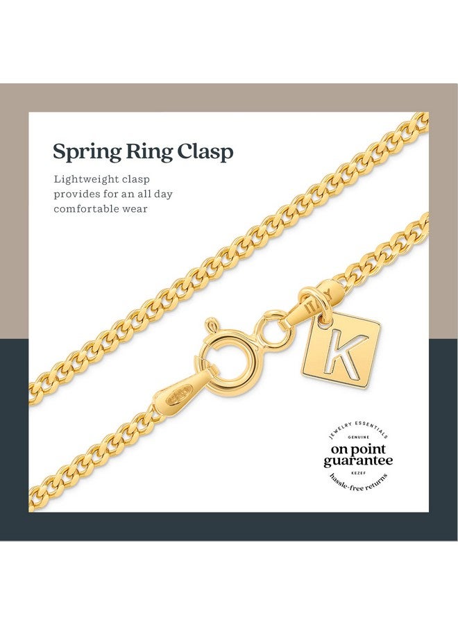 Kezef 18K 2Mm 18Kt Gold Plated 925 Sterling Silver Necklace Chains Italian Curb 16 Inch (Very Short) Necklace Chain Solid Silver Necklace For Women Mens Necklace Chain - Image 5