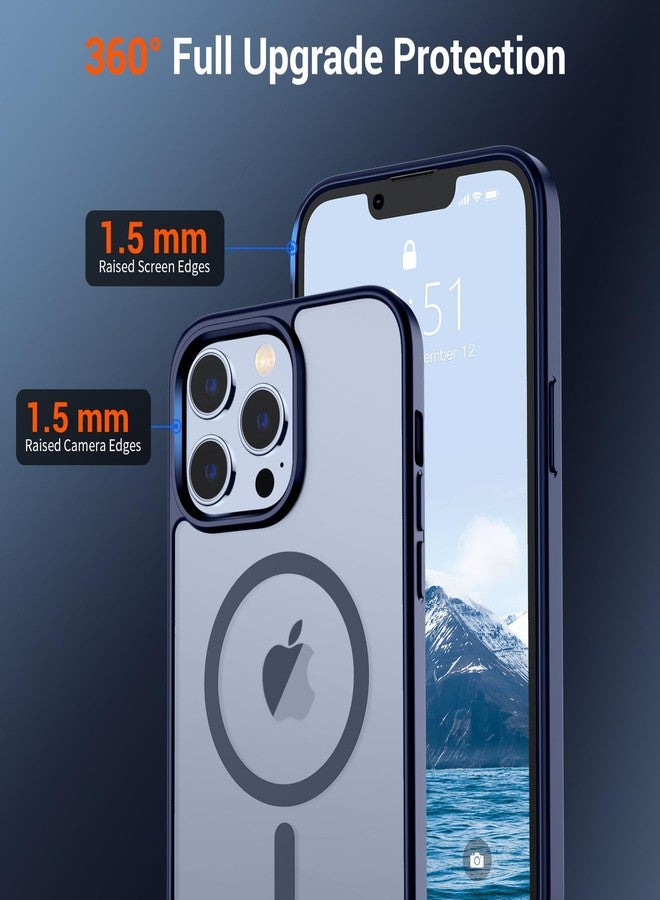 استلق جراب SUPFINE المغناطيسي لهاتف iPhone 13 Pro (متوافق مع MagSafe) (حماية فائقة ضد السقوط بمعايير عسكرية) جراب نحيف شفاف غير لامع مقاوم للصدمات ومضاد لبصمات الأصابع، لون أزرق داكن - Image 4