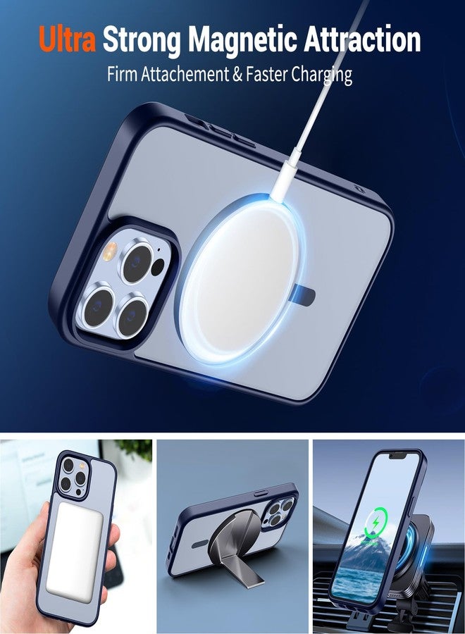 استلق جراب SUPFINE المغناطيسي لهاتف iPhone 13 Pro (متوافق مع MagSafe) (حماية فائقة ضد السقوط بمعايير عسكرية) جراب نحيف شفاف غير لامع مقاوم للصدمات ومضاد لبصمات الأصابع، لون أزرق داكن - Image 5