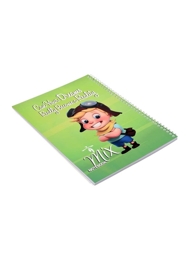 A4-mix high quality spiral math notebook (1/2 squares) 21 * 29.7 cm 80 sheets -Multicolour - Image 2