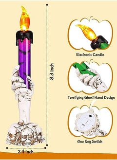 Generic LED Candle Flameless Candle Holder Candle Light for Party Decoration and Haunted House Decoration (Purple - 1 Piece)  - Image 2