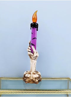 Generic LED Candle Flameless Candle Holder Candle Light for Party Decoration and Haunted House Decoration (Purple - 1 Piece)  - Image 1